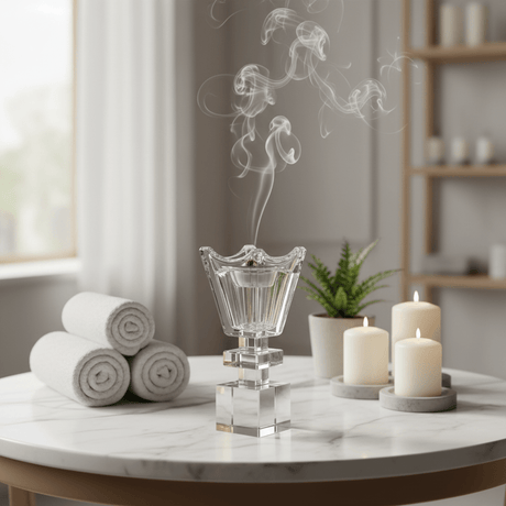 AKDC 18cm Decorative Clear Glass Incense Burner for Aromatherapy, Relaxation, and Stylish Home Décor - Al Kabayel Discount CentreAKDC 18cm Decorative Clear Glass Incense Burner for Aromatherapy, Relaxation, and Stylish Home DécorIncense BurnerAKDCAl Kabayel Discount Centre