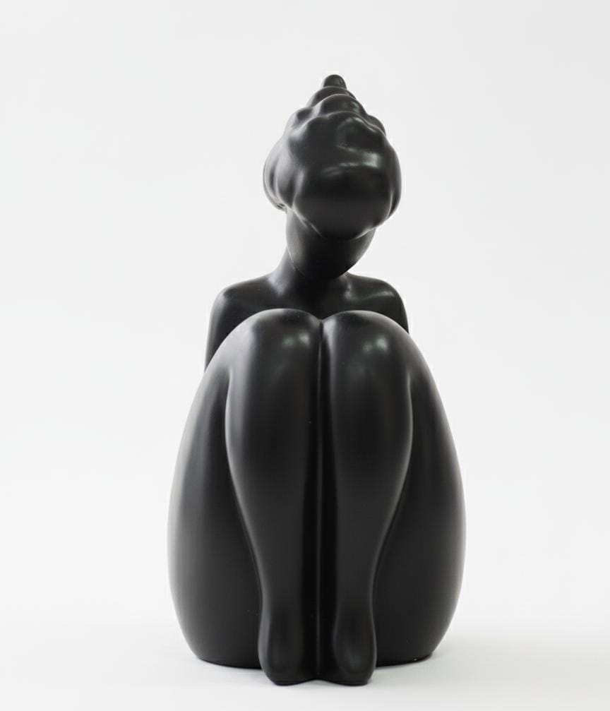 AKDC 19cm Ceramic Sitting Female Figurine in Black | Modern Decorative Accent Piece for Sophisticated Interiors - Al Kabayel Discount CentreAKDC 19cm Ceramic Sitting Female Figurine in Black | Modern Decorative Accent Piece for Sophisticated InteriorsHome Décor AccentsAKDCAl Kabayel Discount Centre