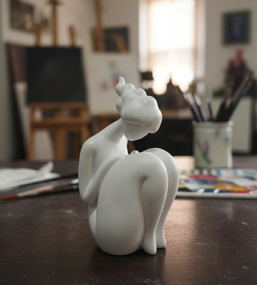 AKDC 19cm Ceramic Sitting Female Figurine in White | Elegant Artistic Sculpture for Living Room or Study - Al Kabayel Discount CentreAKDC 19cm Ceramic Sitting Female Figurine in White | Elegant Artistic Sculpture for Living Room or StudyHome Décor AccentsAKDCAl Kabayel Discount Centre