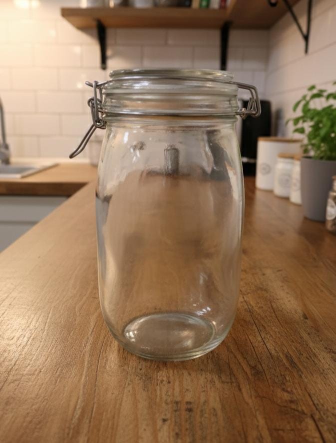 AKDC 1L Airtight Glass Clip Jar – Premium Kitchen Storage Container with Metal Lock Lid for Spices, Dry Food, Coffee, Sugar, and Snacks