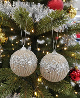 AKDC 2 - Piece 10 cm Gold Christmas Hanging Ball Décor – Silver Sequin Glitter Design for Tree Decoration - Al Kabayel Discount CentreAKDC 2 - Piece 10 cm Gold Christmas Hanging Ball Décor – Silver Sequin Glitter Design for Tree DecorationHome Décor AccentsAKDCAl Kabayel Discount Centre