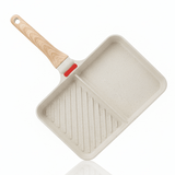 AKDC 2 - Section Non - Stick Divided Frying Pan with Wooden Handle – Beige, 25 × 16 cm - Al Kabayel Discount CentreAKDC 2 - Section Non - Stick Divided Frying Pan with Wooden Handle – Beige, 25 × 16 cmFrying Pan & Grill PanAKDCAl Kabayel Discount Centre