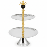 AKDC 2 - Tier Round Silver Metal Dessert Stand 40 cm Multi - Layer Serving Tray for Parties & Gatherings - Al Kabayel Discount CentreAKDC 2 - Tier Round Silver Metal Dessert Stand 40 cm Multi - Layer Serving Tray for Parties & GatheringsServing TraysAKDCAl Kabayel Discount Centre