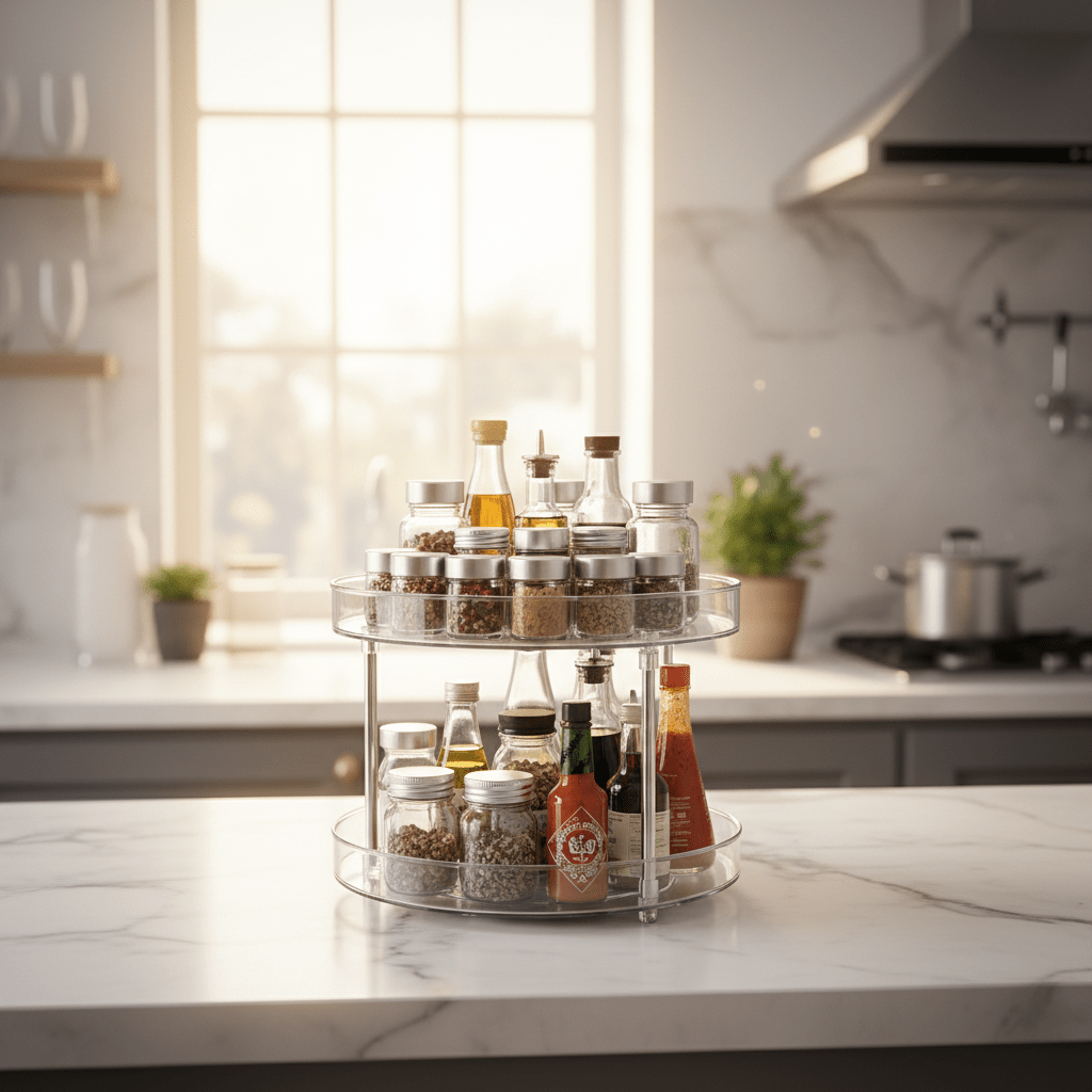 AKDC 2 - Tier Turnable Storage Tray 27cm*24cm, Clear & Transparent - Al Kabayel Discount CentreAKDC 2 - Tier Turnable Storage Tray 27cm*24cm, Clear & TransparentOrganizers & AccessoriesAKDCAl Kabayel Discount Centre