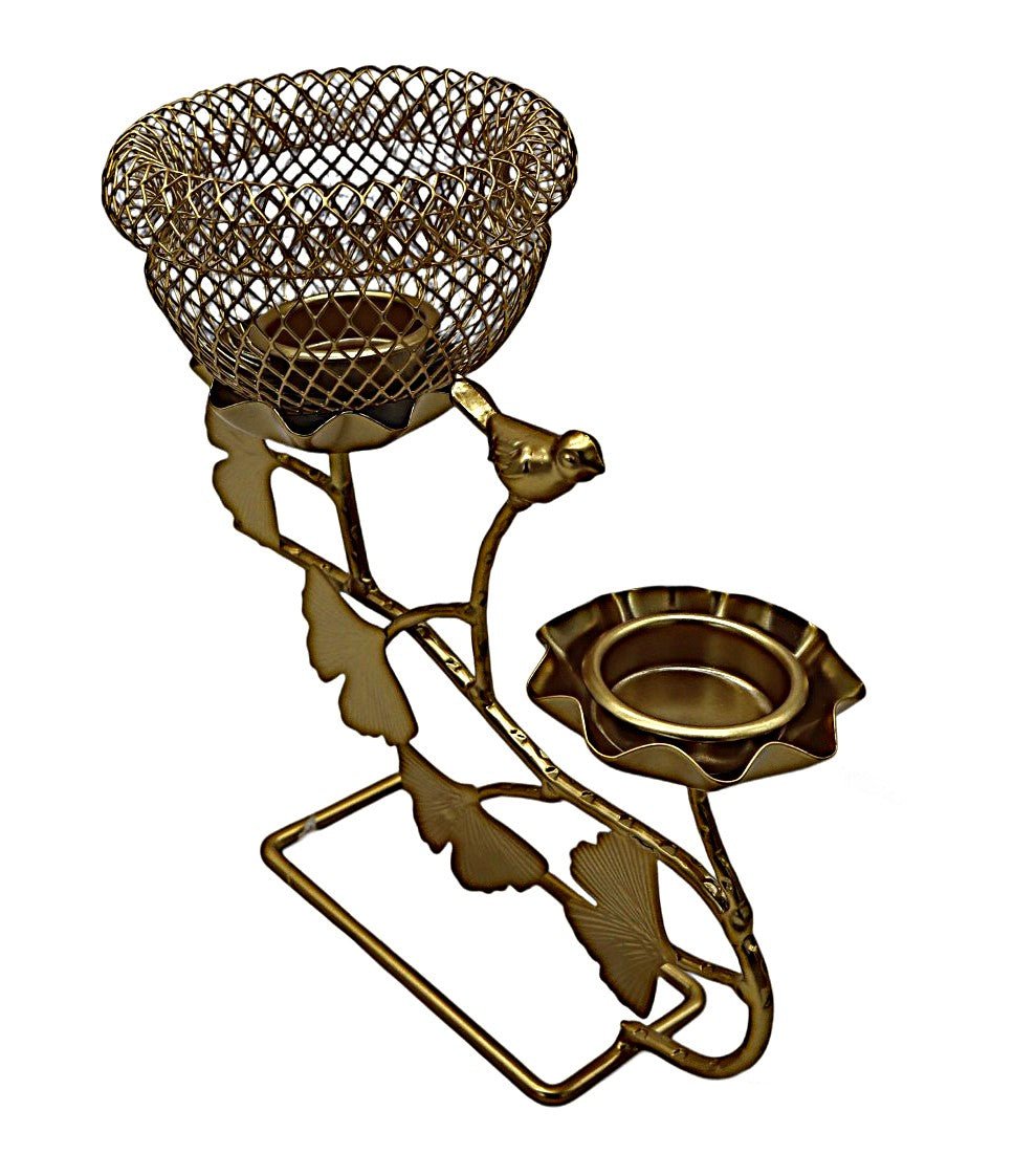 AKDC 2 - Way Candle Holder – Gold - Toned Leaf and Floral Metal Design for Luxurious Table Décor - Al Kabayel Discount CentreAKDC 2 - Way Candle Holder – Gold - Toned Leaf and Floral Metal Design for Luxurious Table DécorHome Décor AccentsAKDCAl Kabayel Discount Centre