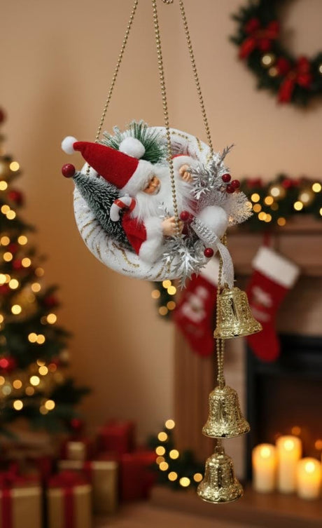 AKDC 20cm Christmas Hanging Santa with Bells – Festive XMAS Wall Decoration Ornament for Tree, Door & Home Décor - Al Kabayel Discount CentreAKDC 20cm Christmas Hanging Santa with Bells – Festive XMAS Wall Decoration Ornament for Tree, Door & Home DécorHome Décor AccentsAKDCAl Kabayel Discount Centre