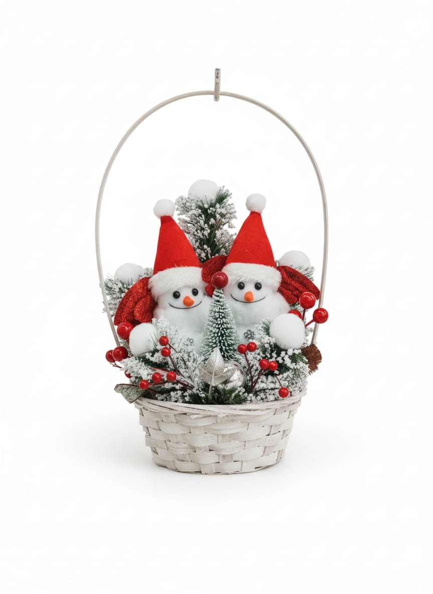AKDC 20cm Snowman Sitting in Basket – Cute Christmas Hanging Décor Ornament for Tree, Wall & Holiday Decoration - Al Kabayel Discount CentreAKDC 20cm Snowman Sitting in Basket – Cute Christmas Hanging Décor Ornament for Tree, Wall & Holiday DecorationHome Décor AccentsAKDCAl Kabayel Discount Centre