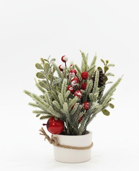 AKDC 21cm Elegant Snowy Christmas Tree with Red Berries | Mini Tabletop Holiday Centerpiece - Al Kabayel Discount CentreAKDC 21cm Elegant Snowy Christmas Tree with Red Berries | Mini Tabletop Holiday CenterpieceHome Décor AccentsAKDCAl Kabayel Discount Centre