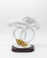 AKDC 23×23cm Ceramic Hands Sculpture in White with Gold Detailing | Luxury Modern Art Home Decoration Piece - Al Kabayel Discount CentreAKDC 23×23cm Ceramic Hands Sculpture in White with Gold Detailing | Luxury Modern Art Home Decoration PieceHome Décor AccentsAKDCAl Kabayel Discount Centre