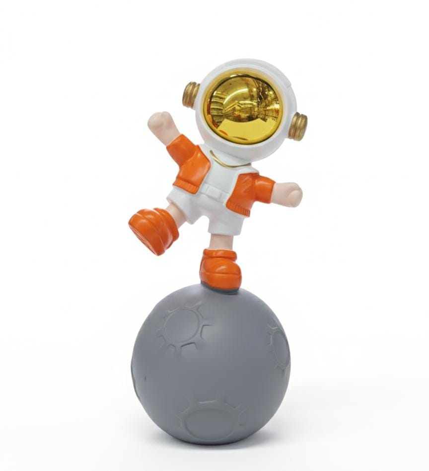 AKDC 24cm Ceramic Astronaut Balancing on Moon Décor in Orange and White | Unique Space Art Sculpture for Home - Al Kabayel Discount CentreAKDC 24cm Ceramic Astronaut Balancing on Moon Décor in Orange and White | Unique Space Art Sculpture for HomeHome Décor AccentsAKDCAl Kabayel Discount Centre