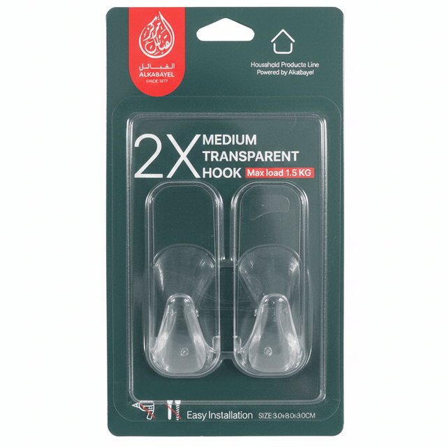 AKDC 2PCS Medium Transparent Removable Sticky Hooks 3×8×3cm – Heavy Duty Clear Adhesive Wall Hooks - Al Kabayel Discount CentreAKDC 2PCS Medium Transparent Removable Sticky Hooks 3×8×3cm – Heavy Duty Clear Adhesive Wall HooksOrganizers & AccessoriesAKDCAl Kabayel Discount Centre