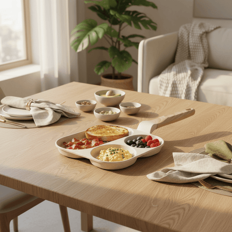 AKDC 3 - in - 1 Multi - Section Non - Stick Pan with Wooden Handle – Beige, 20 cm - Al Kabayel Discount CentreAKDC 3 - in - 1 Multi - Section Non - Stick Pan with Wooden Handle – Beige, 20 cmFrying Pan & Grill PanAKDCAl Kabayel Discount Centre