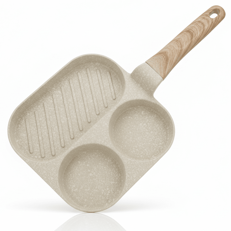 AKDC 3 - in - 1 Multi - Section Non - Stick Pan with Wooden Handle – Beige, 20 cm - Al Kabayel Discount CentreAKDC 3 - in - 1 Multi - Section Non - Stick Pan with Wooden Handle – Beige, 20 cmFrying Pan & Grill PanAKDCAl Kabayel Discount Centre