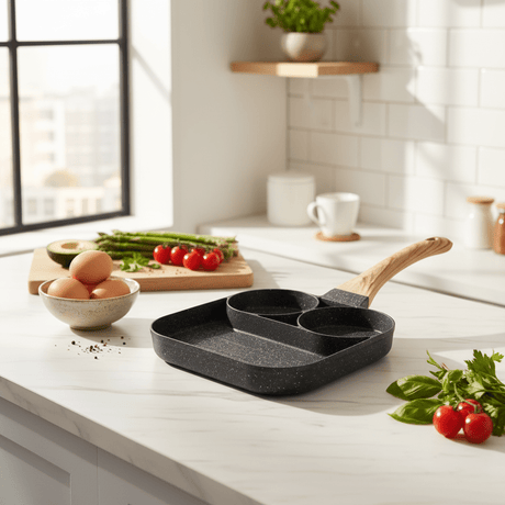 AKDC 3 - in - 1 Multi - Section Non - Stick Pan with Wooden Handle – Black, 17 cm - Al Kabayel Discount CentreAKDC 3 - in - 1 Multi - Section Non - Stick Pan with Wooden Handle – Black, 17 cmFrying Pan & Grill PanAKDCAl Kabayel Discount Centre