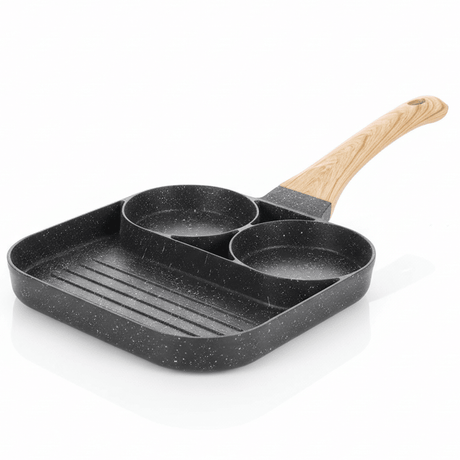 AKDC 3 - in - 1 Multi - Section Non - Stick Pan with Wooden Handle – Black, 17 cm - Al Kabayel Discount CentreAKDC 3 - in - 1 Multi - Section Non - Stick Pan with Wooden Handle – Black, 17 cmFrying Pan & Grill PanAKDCAl Kabayel Discount Centre