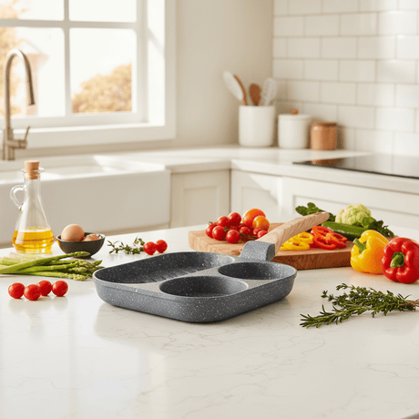 AKDC 3 - in - 1 Multi - Section Non - Stick Pan with Wooden Handle – Gray, 20 cm - Al Kabayel Discount CentreAKDC 3 - in - 1 Multi - Section Non - Stick Pan with Wooden Handle – Gray, 20 cmFrying Pan & Grill PanAKDCAl Kabayel Discount Centre