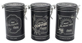 AKDC 3 - Piece Black Metal Canister Set for Sugar, Coffee, and Tea – Stylish Matching Kitchen Organizers, 17×9.5 cm Each - Al Kabayel Discount CentreAKDC 3 - Piece Black Metal Canister Set for Sugar, Coffee, and Tea – Stylish Matching Kitchen Organizers, 17×9.5 cm EachJars & Food SaversAKDCAl Kabayel Discount Centre