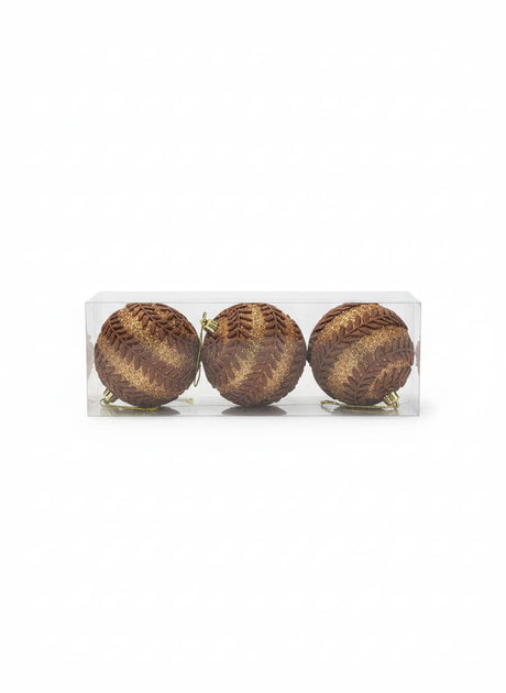 AKDC 3 - Piece Brown Christmas Hanging Ball Décor Set – Elegant Leaf Pattern Ornaments for Tree Decoration - Al Kabayel Discount CentreAKDC 3 - Piece Brown Christmas Hanging Ball Décor Set – Elegant Leaf Pattern Ornaments for Tree DecorationHome Décor AccentsAKDCAl Kabayel Discount Centre