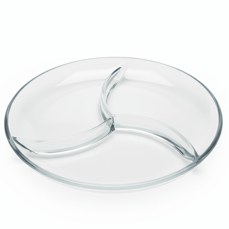 AKDC 3 - Section Round Glass Serving Plate – Divided Plate for Serving Multiple Snacks & Appetizers 25 cm - Al Kabayel Discount CentreAKDC 3 - Section Round Glass Serving Plate – Divided Plate for Serving Multiple Snacks & Appetizers 25 cmserving traysAKDCAl Kabayel Discount Centre