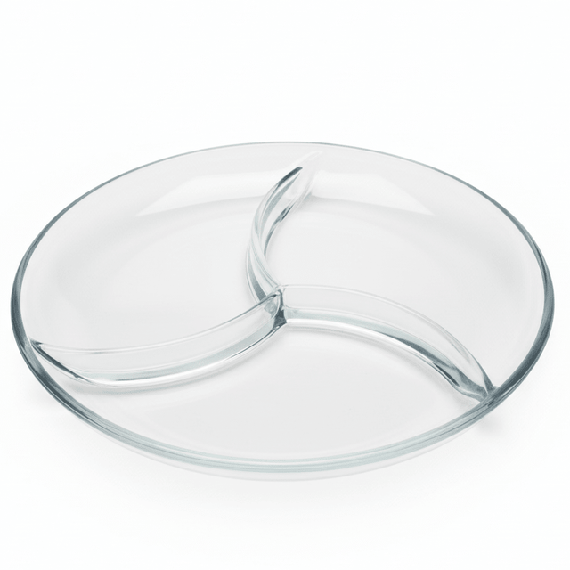 AKDC 3 - Section Round Glass Serving Plate – Divided Plate for Serving Multiple Snacks & Appetizers 25 cm - Al Kabayel Discount CentreAKDC 3 - Section Round Glass Serving Plate – Divided Plate for Serving Multiple Snacks & Appetizers 25 cmserving traysAKDCAl Kabayel Discount Centre