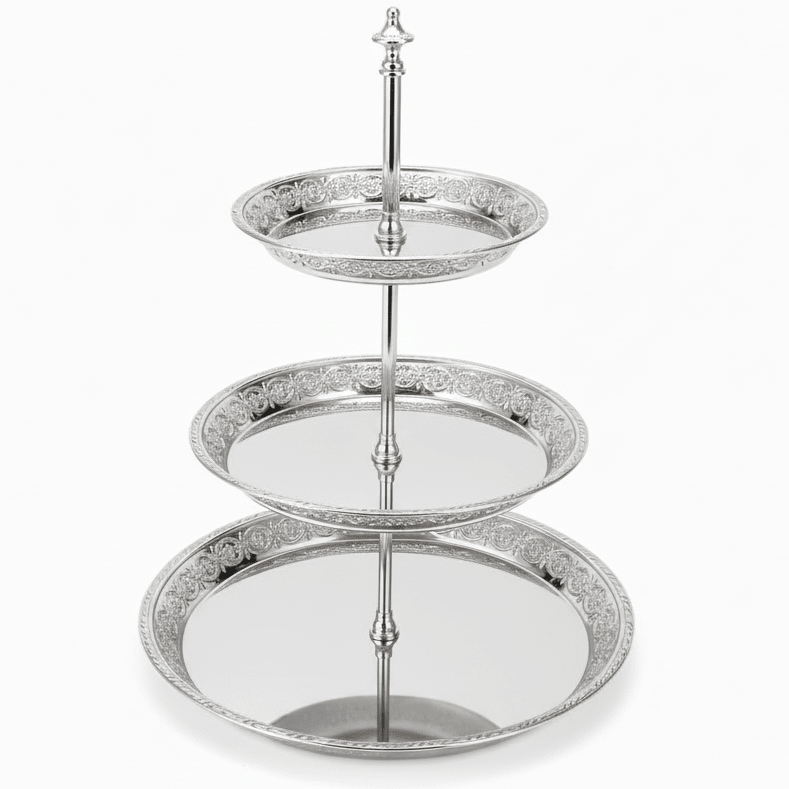 AKDC 3 - Tier Silver Metal Dessert & Candy Stand 40 cm Multi - Level Serving Tray for Parties & Events - Al Kabayel Discount CentreAKDC 3 - Tier Silver Metal Dessert & Candy Stand 40 cm Multi - Level Serving Tray for Parties & EventsServing TraysAKDCAl Kabayel Discount Centre