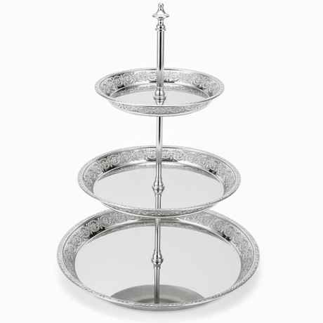 AKDC 3 - Tier Silver Metal Dessert & Candy Stand 40 cm Multi - Level Serving Tray for Parties & Events - Al Kabayel Discount CentreAKDC 3 - Tier Silver Metal Dessert & Candy Stand 40 cm Multi - Level Serving Tray for Parties & EventsServing TraysAKDCAl Kabayel Discount Centre