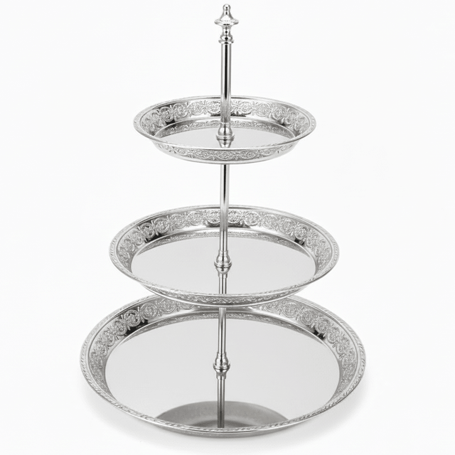 AKDC 3 - Tier Silver Metal Dessert & Candy Stand 40 cm Multi - Level Serving Tray for Parties & Events - Al Kabayel Discount CentreAKDC 3 - Tier Silver Metal Dessert & Candy Stand 40 cm Multi - Level Serving Tray for Parties & EventsServing TraysAKDCAl Kabayel Discount Centre