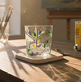 AKDC 300ml Violet Glass Tumbler with Green Leaf Design – Modern Colored Drinking Cup for Daily Beverages - Al Kabayel Discount CentreAKDC 300ml Violet Glass Tumbler with Green Leaf Design – Modern Colored Drinking Cup for Daily BeveragesDrinkware SetsAKDCAl Kabayel Discount Centre