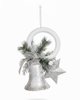 AKDC 34cm Hanging Christmas Décor | Silver Bell with Snowy Pine Branches for Wall or Door - Al Kabayel Discount CentreAKDC 34cm Hanging Christmas Décor | Silver Bell with Snowy Pine Branches for Wall or DoorHome Décor AccentsAKDCAl Kabayel Discount Centre