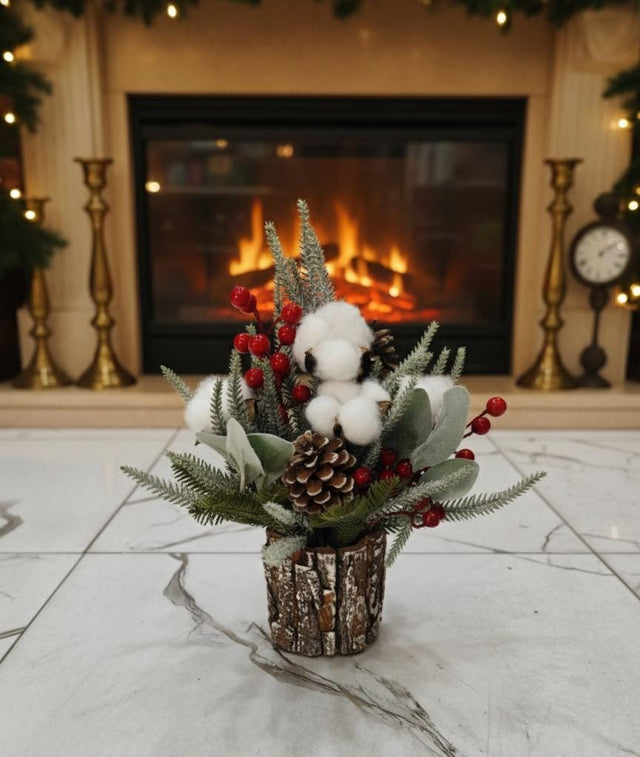 AKDC 34cm Premium Christmas Tree Décor with Red Berries & Cotton Bolls | Natural Winter Plant Accent - Al Kabayel Discount CentreAKDC 34cm Premium Christmas Tree Décor with Red Berries & Cotton Bolls | Natural Winter Plant AccentHome Décor AccentsAKDCAl Kabayel Discount Centre