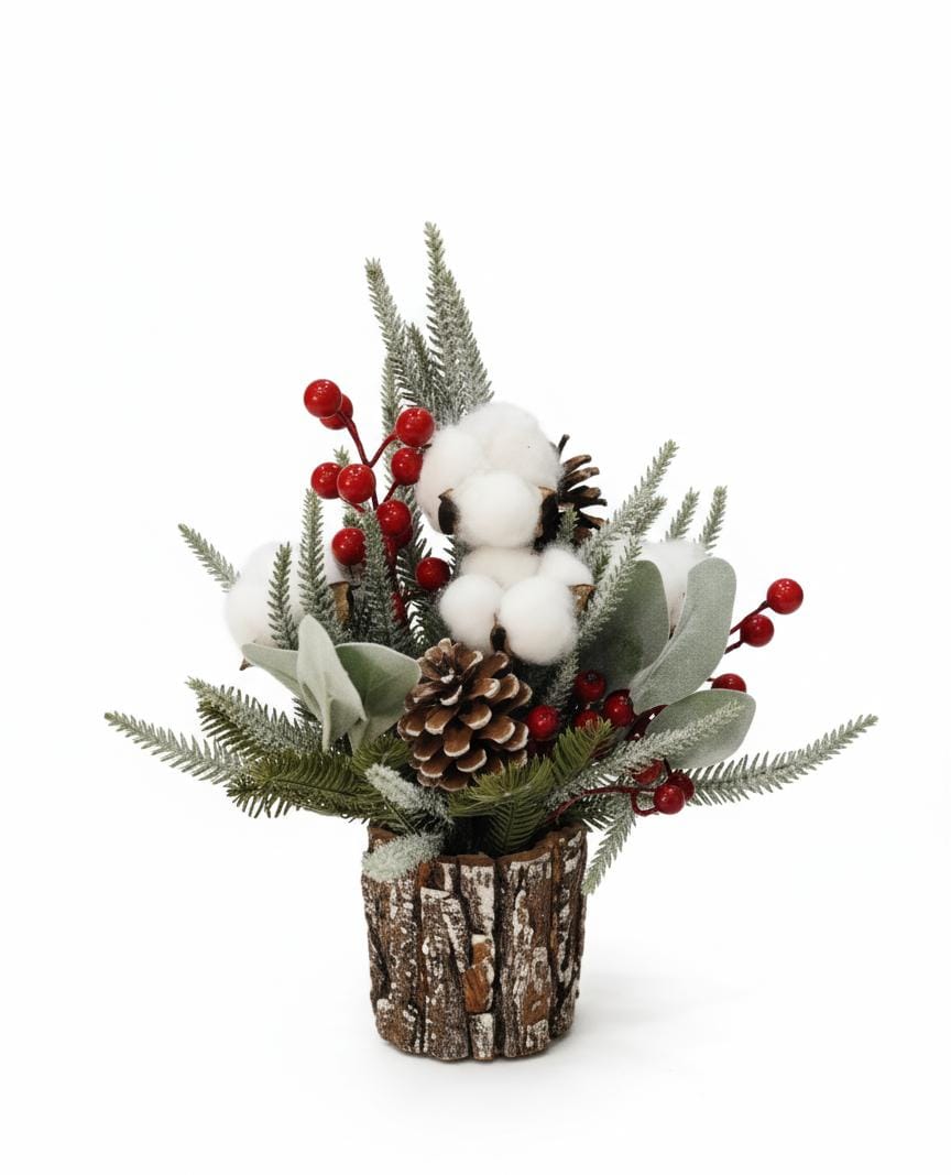 AKDC 34cm Premium Christmas Tree Décor with Red Berries & Cotton Bolls | Natural Winter Plant Accent - Al Kabayel Discount CentreAKDC 34cm Premium Christmas Tree Décor with Red Berries & Cotton Bolls | Natural Winter Plant AccentHome Décor AccentsAKDCAl Kabayel Discount Centre