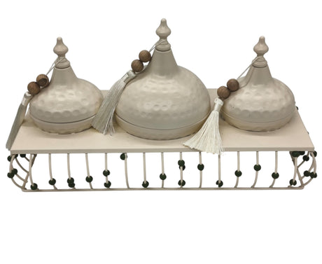 AKDC 3pcs Metal Candy Bowl with Holder 34cm*15cm*20cm, White - Al Kabayel Discount CentreAKDC 3pcs Metal Candy Bowl with Holder 34cm*15cm*20cm, WhiteBowlsAKDCAl Kabayel Discount Centre