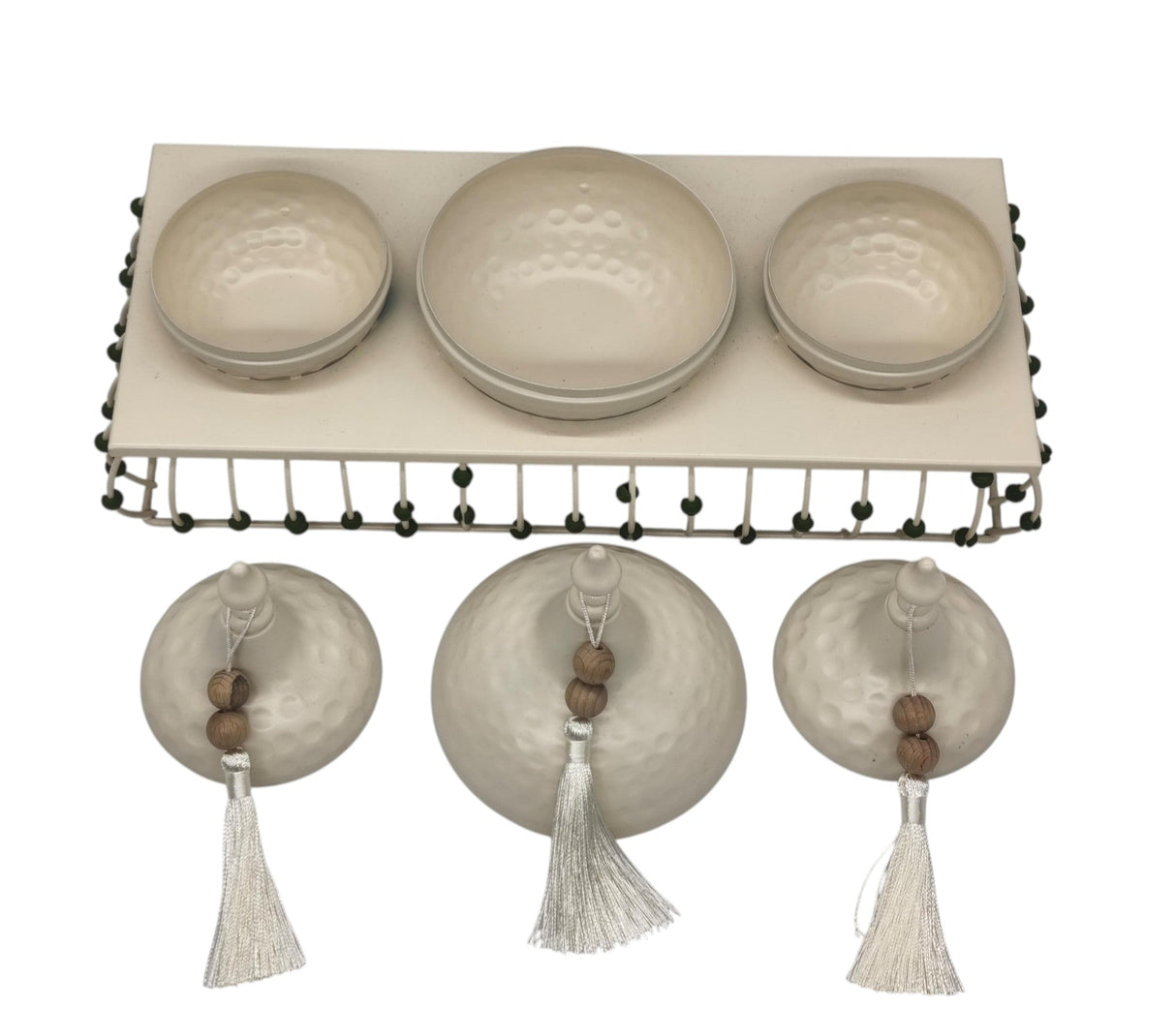 AKDC 3pcs Metal Candy Bowl with Holder 34cm*15cm*20cm, White - Al Kabayel Discount CentreAKDC 3pcs Metal Candy Bowl with Holder 34cm*15cm*20cm, WhiteBowlsAKDCAl Kabayel Discount Centre