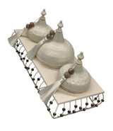 AKDC 3pcs Metal Candy Bowl with Holder 34cm*15cm*20cm, White - Al Kabayel Discount CentreAKDC 3pcs Metal Candy Bowl with Holder 34cm*15cm*20cm, WhiteBowlsAKDCAl Kabayel Discount Centre