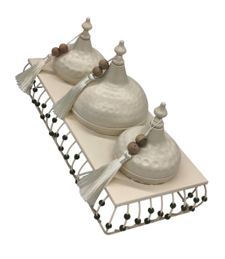AKDC 3pcs Metal Candy Bowl with Holder 34cm*15cm*20cm, White - Al Kabayel Discount CentreAKDC 3pcs Metal Candy Bowl with Holder 34cm*15cm*20cm, WhiteBowlsAKDCAl Kabayel Discount Centre