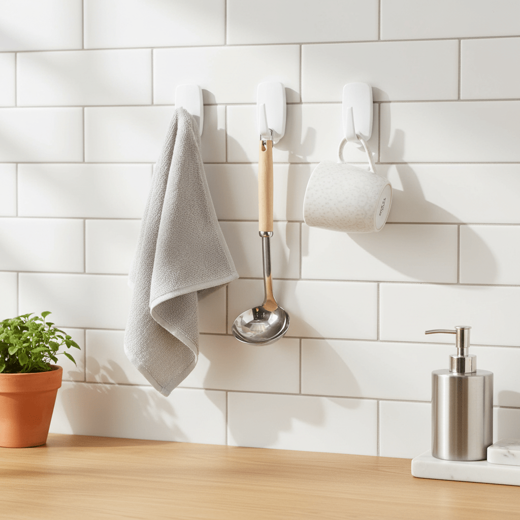 AKDC 3PCS Small Removable Adhesive Hooks 5.23×2.83×2.64cm – White Heavy Duty Wall Mount Holders - Al Kabayel Discount CentreAKDC 3PCS Small Removable Adhesive Hooks 5.23×2.83×2.64cm – White Heavy Duty Wall Mount HoldersOrganizers & AccessoriesAKDCAl Kabayel Discount Centre