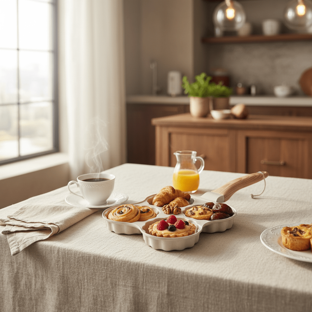 AKDC 4 - Compartment Non - Stick Egg Frying Pan with Wooden Handle – Beige, 19 cm - Al Kabayel Discount CentreAKDC 4 - Compartment Non - Stick Egg Frying Pan with Wooden Handle – Beige, 19 cmFrying Pan & Grill PanAKDCAl Kabayel Discount Centre