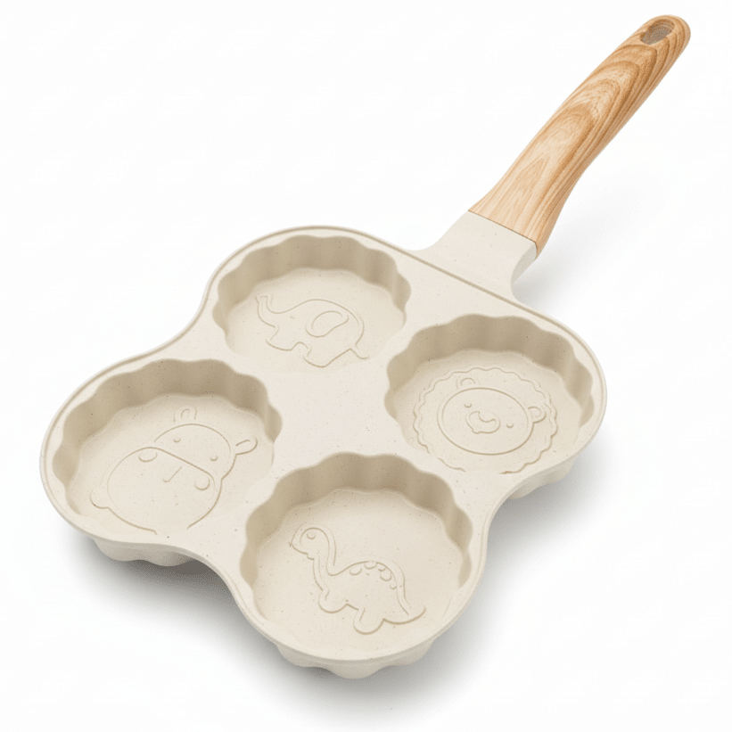 AKDC 4 - Compartment Non - Stick Egg Frying Pan with Wooden Handle – Beige, 19 cm - Al Kabayel Discount CentreAKDC 4 - Compartment Non - Stick Egg Frying Pan with Wooden Handle – Beige, 19 cmFrying Pan & Grill PanAKDCAl Kabayel Discount Centre