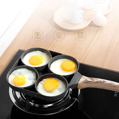 AKDC 4 - Compartment Non - Stick Egg Frying Pan with Wooden Handle – Black, 17 cm - Al Kabayel Discount CentreAKDC 4 - Compartment Non - Stick Egg Frying Pan with Wooden Handle – Black, 17 cmFrying Pan & Grill PanAKDCAl Kabayel Discount Centre