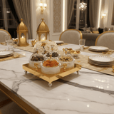 AKDC 4 - Piece Candy Pot Set with Gold Metal Stand 30×30 cm Luxury Serving Set for Dates & Chocolates - Al Kabayel Discount CentreAKDC 4 - Piece Candy Pot Set with Gold Metal Stand 30×30 cm Luxury Serving Set for Dates & ChocolatesServing TraysAKDCAl Kabayel Discount Centre
