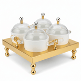 AKDC 4 - Piece Candy Pot Set with Gold Metal Stand 30×30 cm Luxury Serving Set for Dates & Chocolates - Al Kabayel Discount CentreAKDC 4 - Piece Candy Pot Set with Gold Metal Stand 30×30 cm Luxury Serving Set for Dates & ChocolatesServing TraysAKDCAl Kabayel Discount Centre