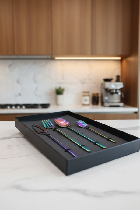 AKDC 4 - Piece Multicolor Premium Stainless Steel Cutlery Set – Elegant Dining Utensils for Home, Kitchen & Outdoor Use - Al Kabayel Discount CentreAKDC 4 - Piece Multicolor Premium Stainless Steel Cutlery Set – Elegant Dining Utensils for Home, Kitchen & Outdoor UseHome Décor AccentsAKDCAl Kabayel Discount Centre
