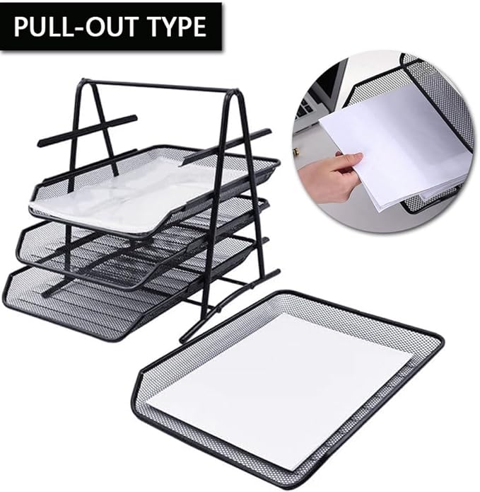 AKDC 4 Tier Mesh Letter Tray, Desk File Organizer Storage Sliding Paper Sorter, Desktop Document Holder - Al Kabayel Discount CentreAKDC 4 Tier Mesh Letter Tray, Desk File Organizer Storage Sliding Paper Sorter, Desktop Document HolderDocument TraysAKDCAl Kabayel Discount Centre