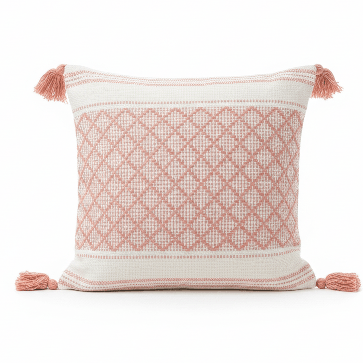 AKDC 40 cm Square Cotton Cushion – Soft Decorative Throw Pillow with Pink and Off - White Check Pattern for Sofa Living Room and Bedroom Decor - Al Kabayel Discount CentreAKDC 40 cm Square Cotton Cushion – Soft Decorative Throw Pillow with Pink and Off - White Check Pattern for Sofa Living Room and Bedroom DecorFloor Pillows & CushionsAKDCAl Kabayel Discount Centre