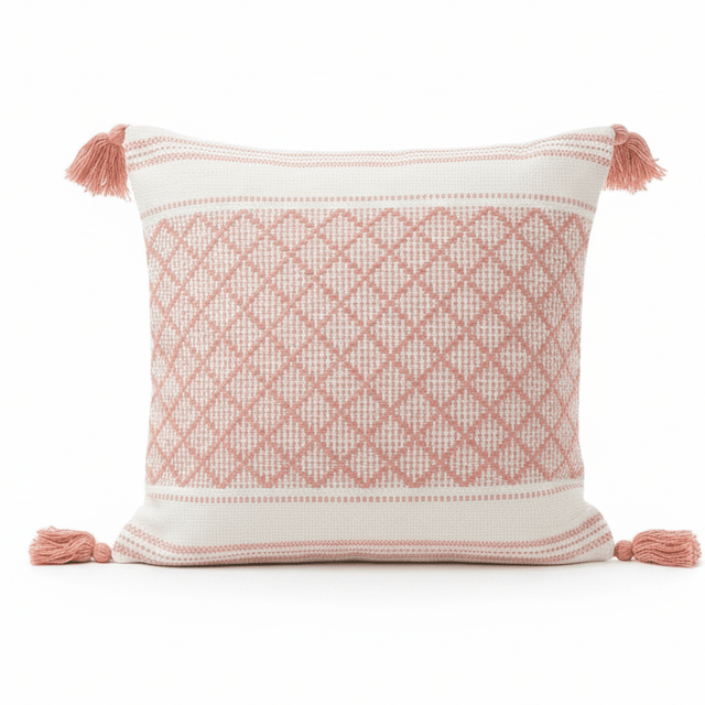 AKDC 40 cm Square Cotton Cushion – Soft Decorative Throw Pillow with Pink and Off - White Check Pattern for Sofa Living Room and Bedroom Decor - Al Kabayel Discount CentreAKDC 40 cm Square Cotton Cushion – Soft Decorative Throw Pillow with Pink and Off - White Check Pattern for Sofa Living Room and Bedroom DecorFloor Pillows & CushionsAKDCAl Kabayel Discount Centre