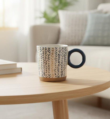 AKDC 400ml White Ceramic Mug with Blue & Brown Artistic Pattern – Premium Finish for Stylish Drinkware Lovers - Al Kabayel Discount CentreAKDC 400ml White Ceramic Mug with Blue & Brown Artistic Pattern – Premium Finish for Stylish Drinkware LoversMugsAKDCAl Kabayel Discount Centre