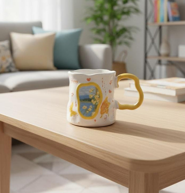 AKDC 400ml White Ceramic Mug with Bright Yellow Flower Design – Fresh, Cheerful, and Perfect for Morning Coffee Moments - Al Kabayel Discount CentreAKDC 400ml White Ceramic Mug with Bright Yellow Flower Design – Fresh, Cheerful, and Perfect for Morning Coffee MomentsMugsAKDCAl Kabayel Discount Centre