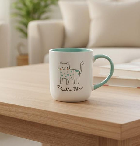 AKDC 400ml White Ceramic Mug with Green & Kitten Design – Fun Edition for Playful Coffee Lovers - Al Kabayel Discount CentreAKDC 400ml White Ceramic Mug with Green & Kitten Design – Fun Edition for Playful Coffee LoversMugsAKDCAl Kabayel Discount Centre