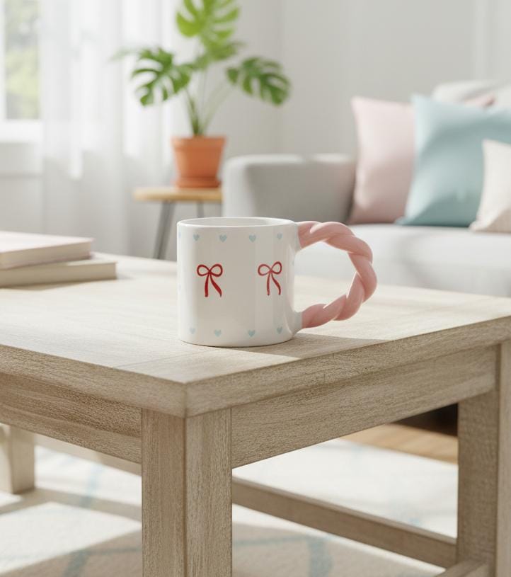 AKDC 400ml White Ceramic Mug with Soft Pink Bow Design – Stylish, Elegant & Ideal for Gifting or Daily Use - Al Kabayel Discount CentreAKDC 400ml White Ceramic Mug with Soft Pink Bow Design – Stylish, Elegant & Ideal for Gifting or Daily UseMugsAKDCAl Kabayel Discount Centre