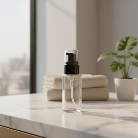 AKDC 40ml glass lotion bottle with black cap premium refillable cosmetic container skincare packaging - Al Kabayel Discount CentreAKDC 40ml glass lotion bottle with black cap premium refillable cosmetic container skincare packagingPerfume BottlesAKDCAl Kabayel Discount Centre